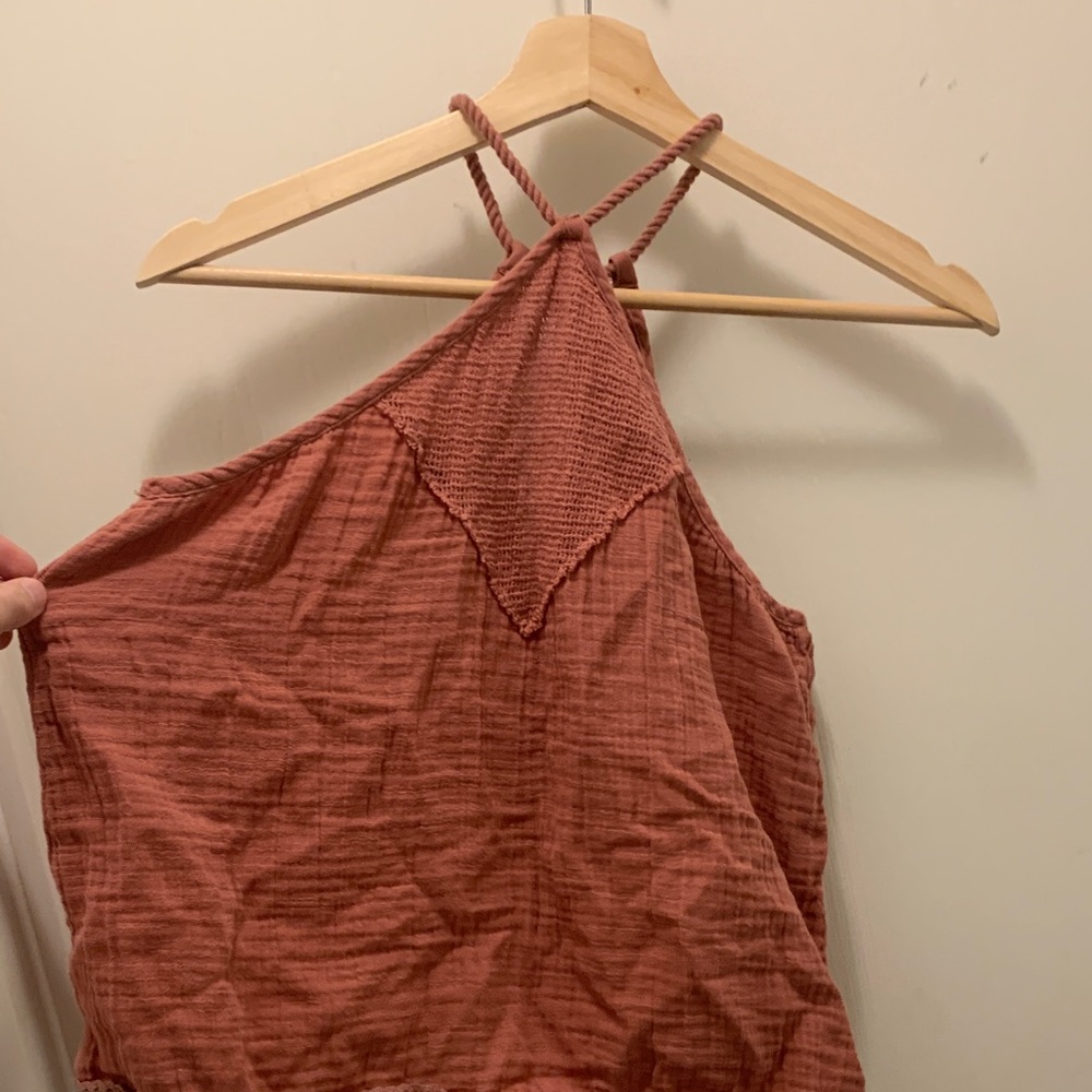Aerie Peach Textured Halter Top